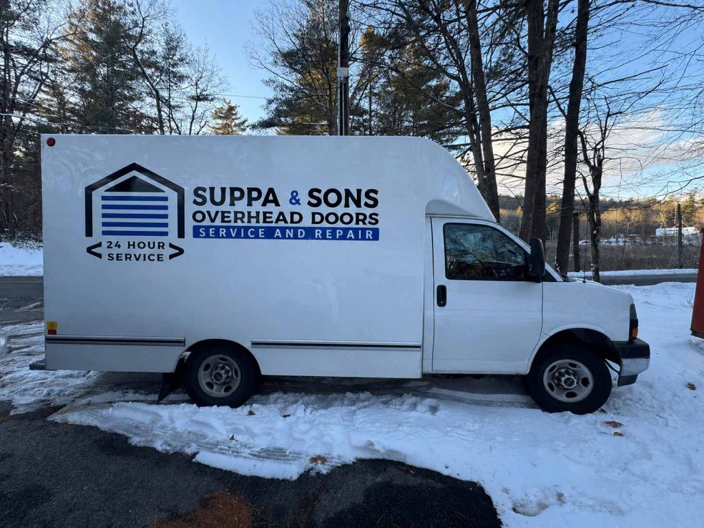Truck with the Suppa & Sons Overhead Doors logo