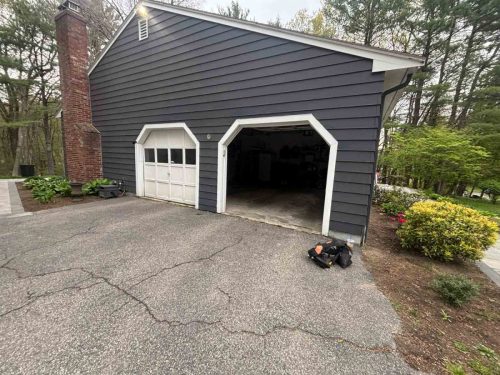 In-progress new garage door installation by Suppa  Sons Overhead Doors