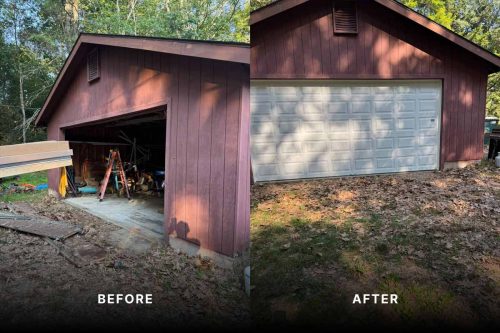 Before and after photos showing new garage door installation from Suppa  Sons Overhead Doors